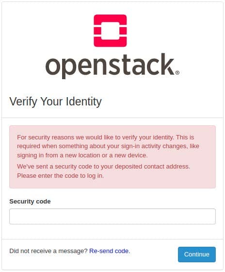 Risk-Based Authentication Dialog in OpenStack when using our plugin